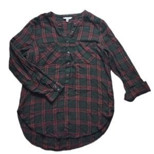 Lucky Brand Plaid Half Button Up Long Sleeve Shirt